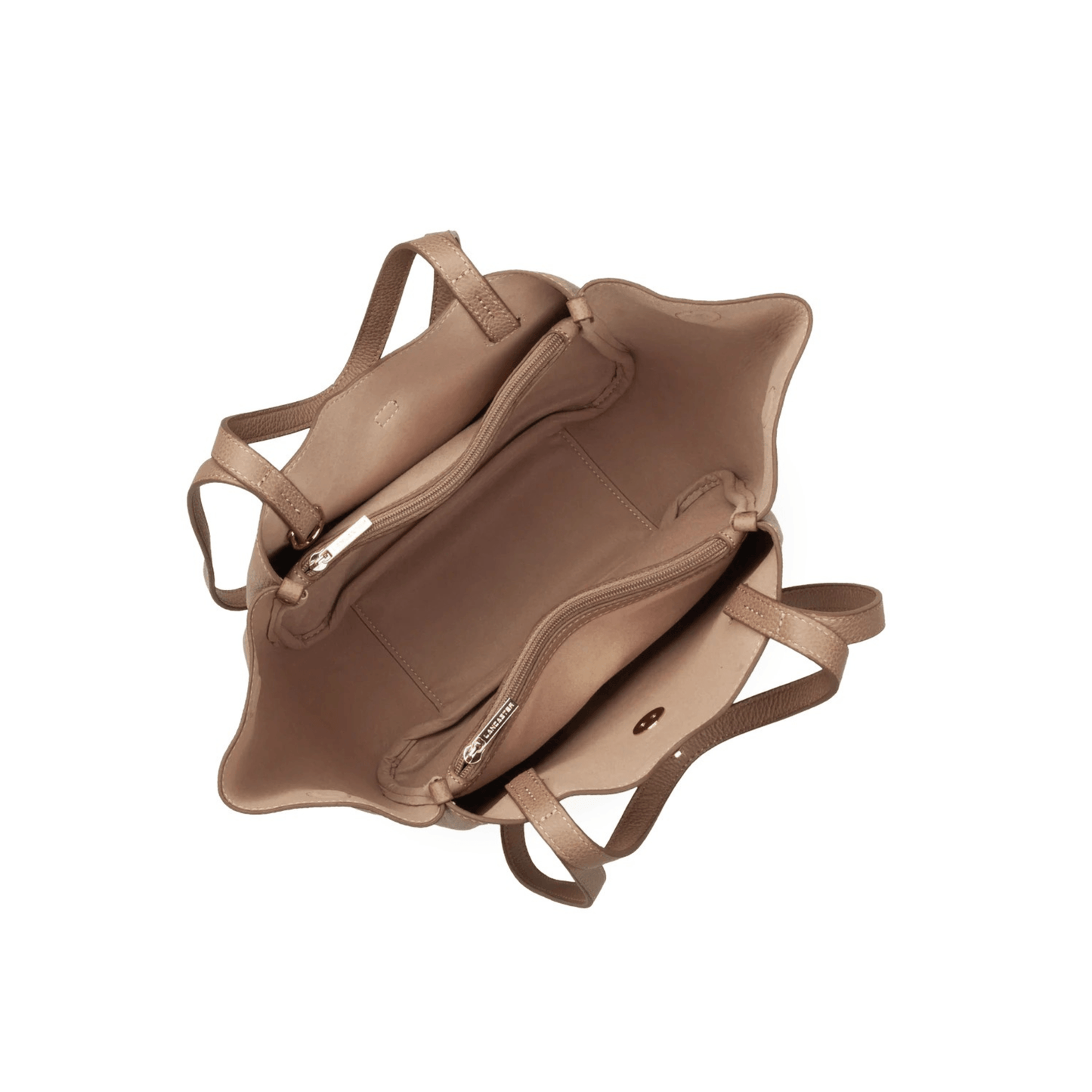 Intérieur du sac Lancaster Milano Horizon sable avec compartiments zippés
