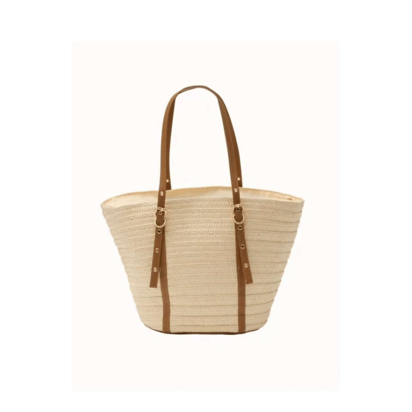 Vue arrière du sac cabas Flora & Co en raphia naturel camel