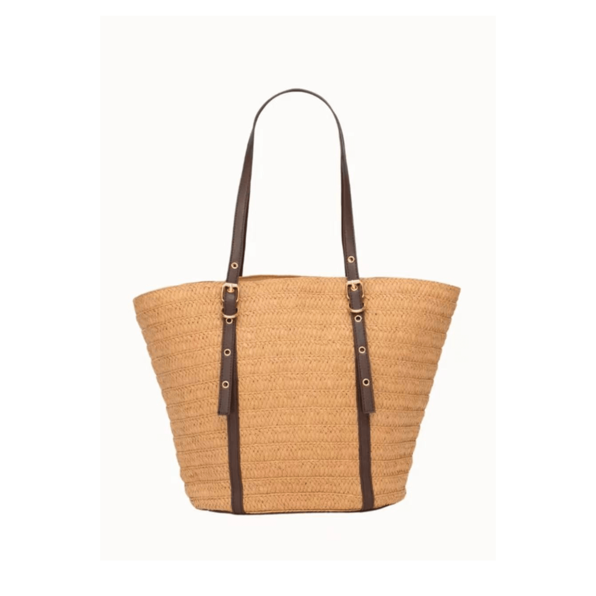Vue arrière du sac cabas Flora & Co naturel choco grand format