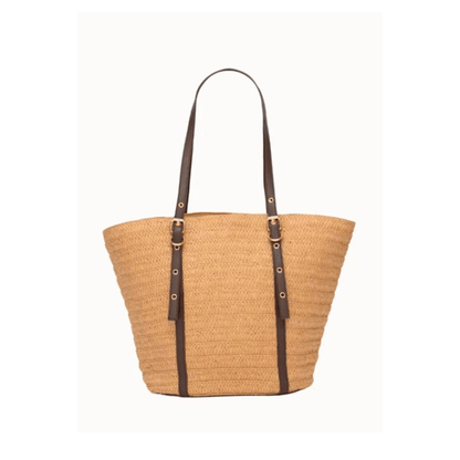 Vue arrière du sac cabas Flora & Co naturel choco grand format