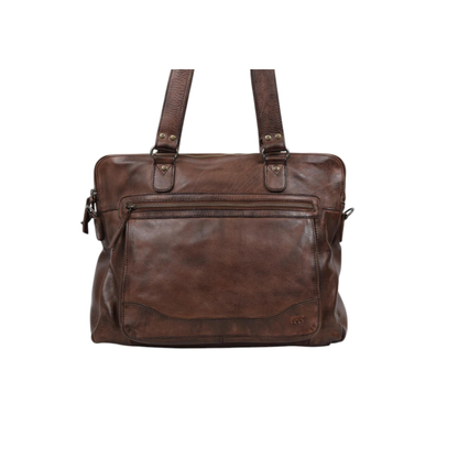 Sac cabas cuir marron BEAR LIA détail poche avant