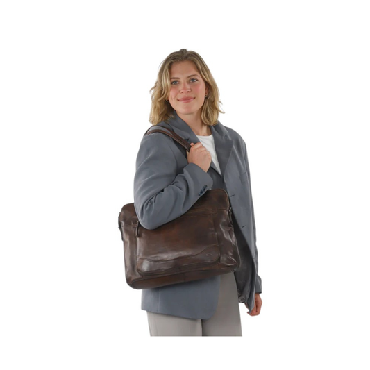 Sac cabas cuir BEAR LIA marron porté épaule femme