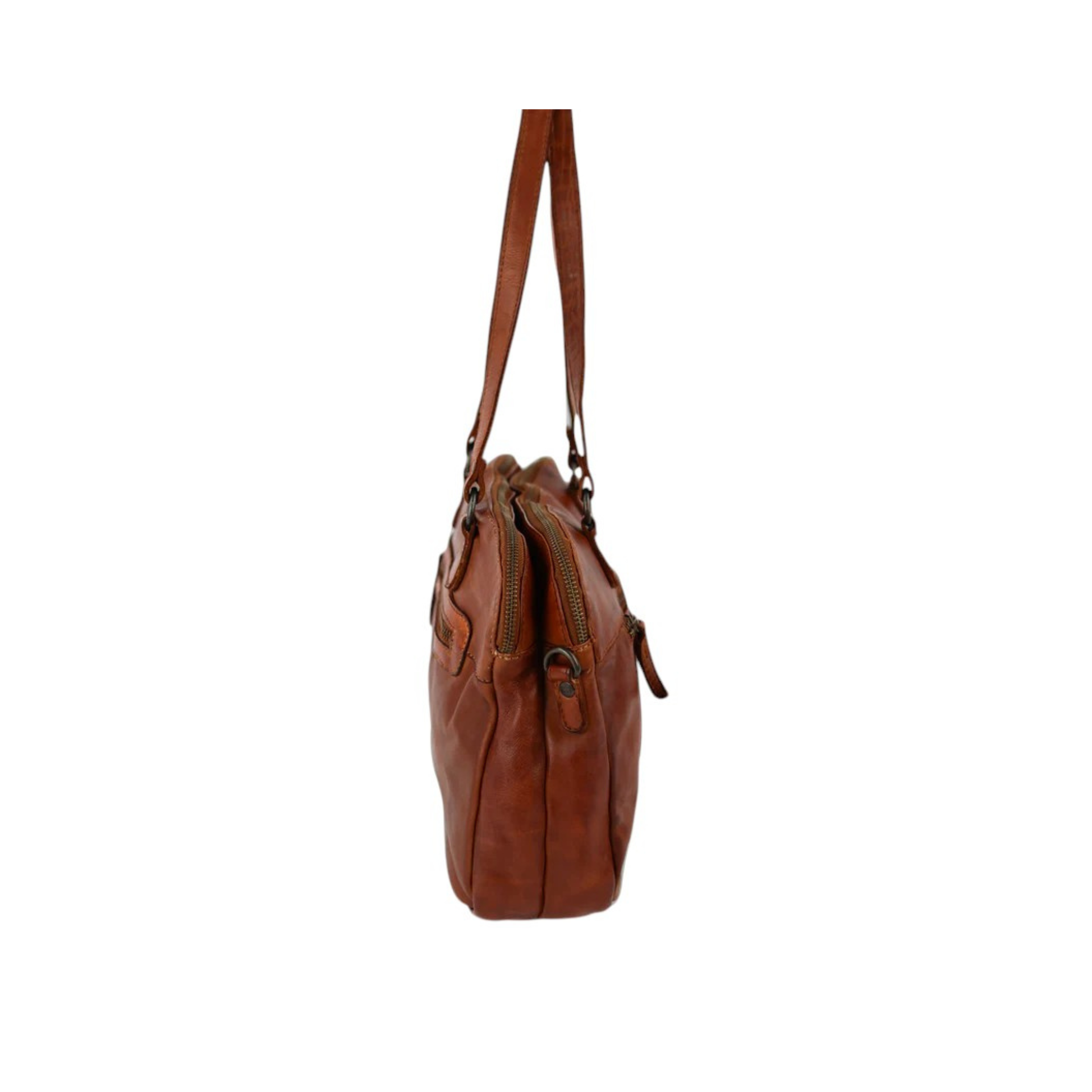 sac cuir bear lieke cognac vue laterale detail