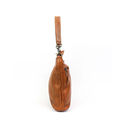 Sac cuir cognac BEAR CAPRICA vue de profil bandouliere