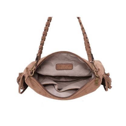 Compartiment intérieur du sac Ines Delaure chocolat avec poches pratiques