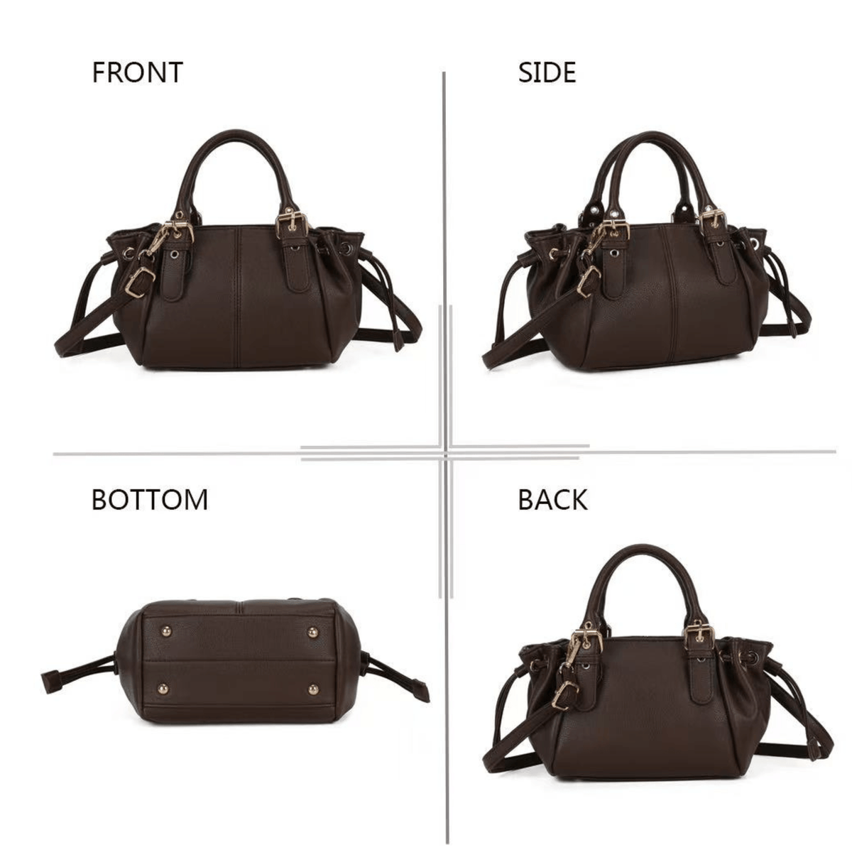 Sac Gallantry Mini Garance café présenté sous plusieurs angles