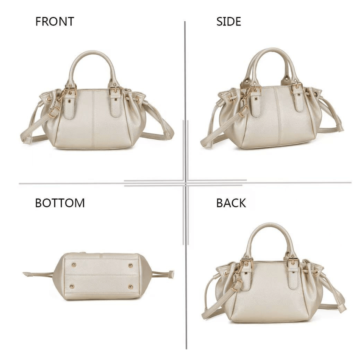 Sac Gallantry Mini Garance doré présenté sous plusieurs angles