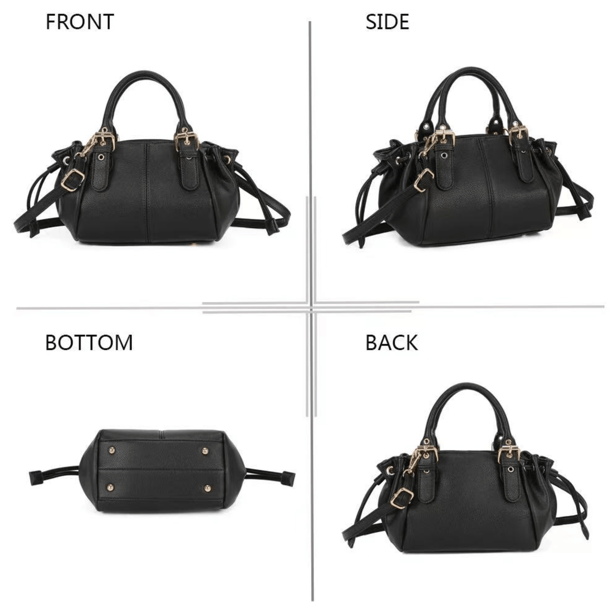 Sac Gallantry Mini Garance noir présenté sous plusieurs angles