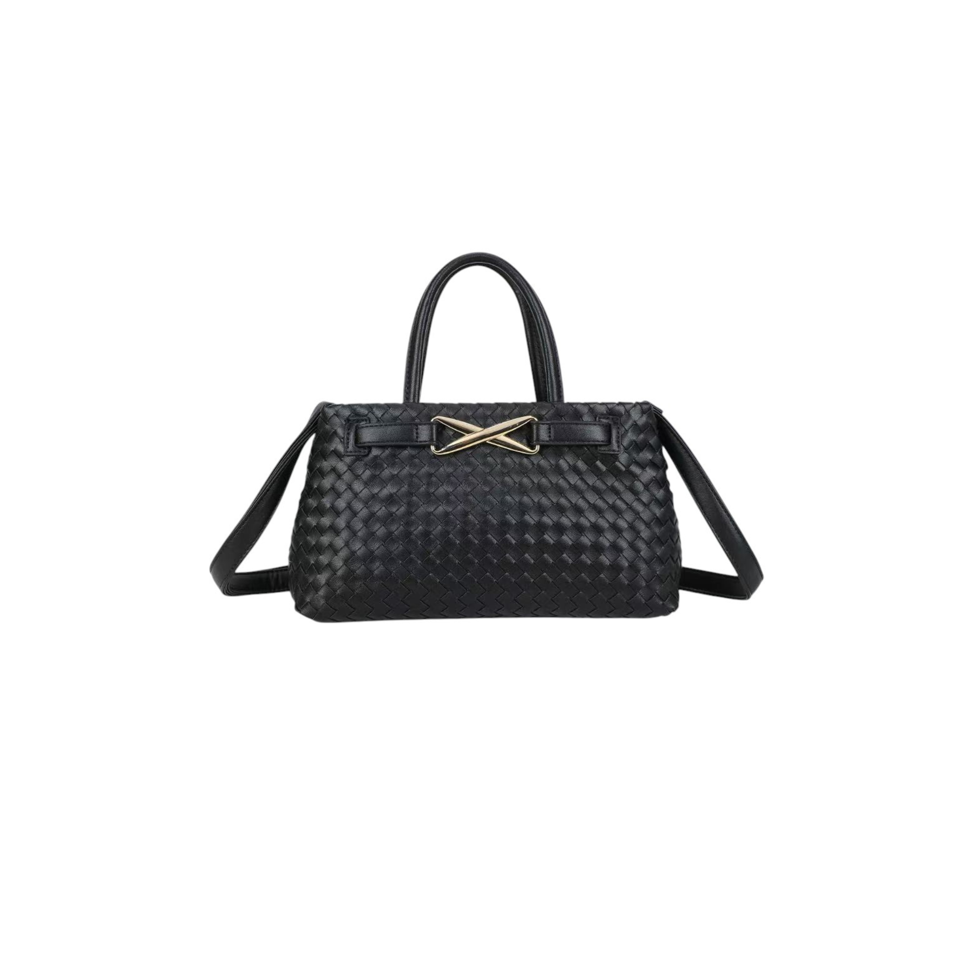 sac femme noir tresse gallantry vue face