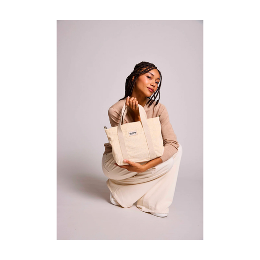 Sac Hindbag Louise en jute naturel avec anses contrastées