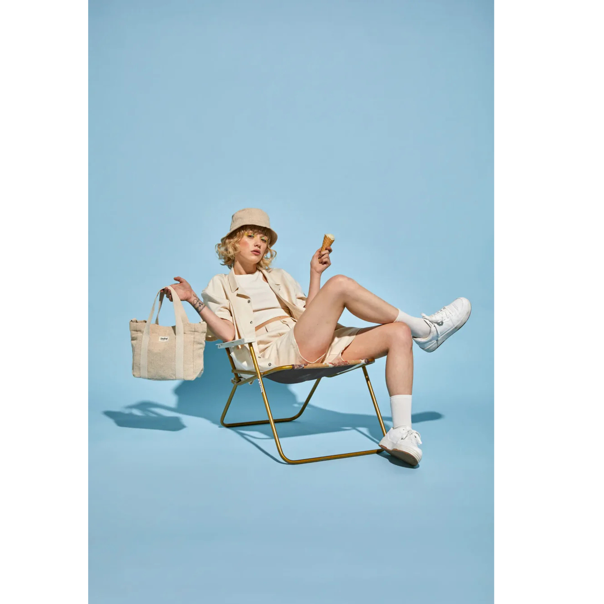 Sac Hindbag Louise en jute naturel porte main