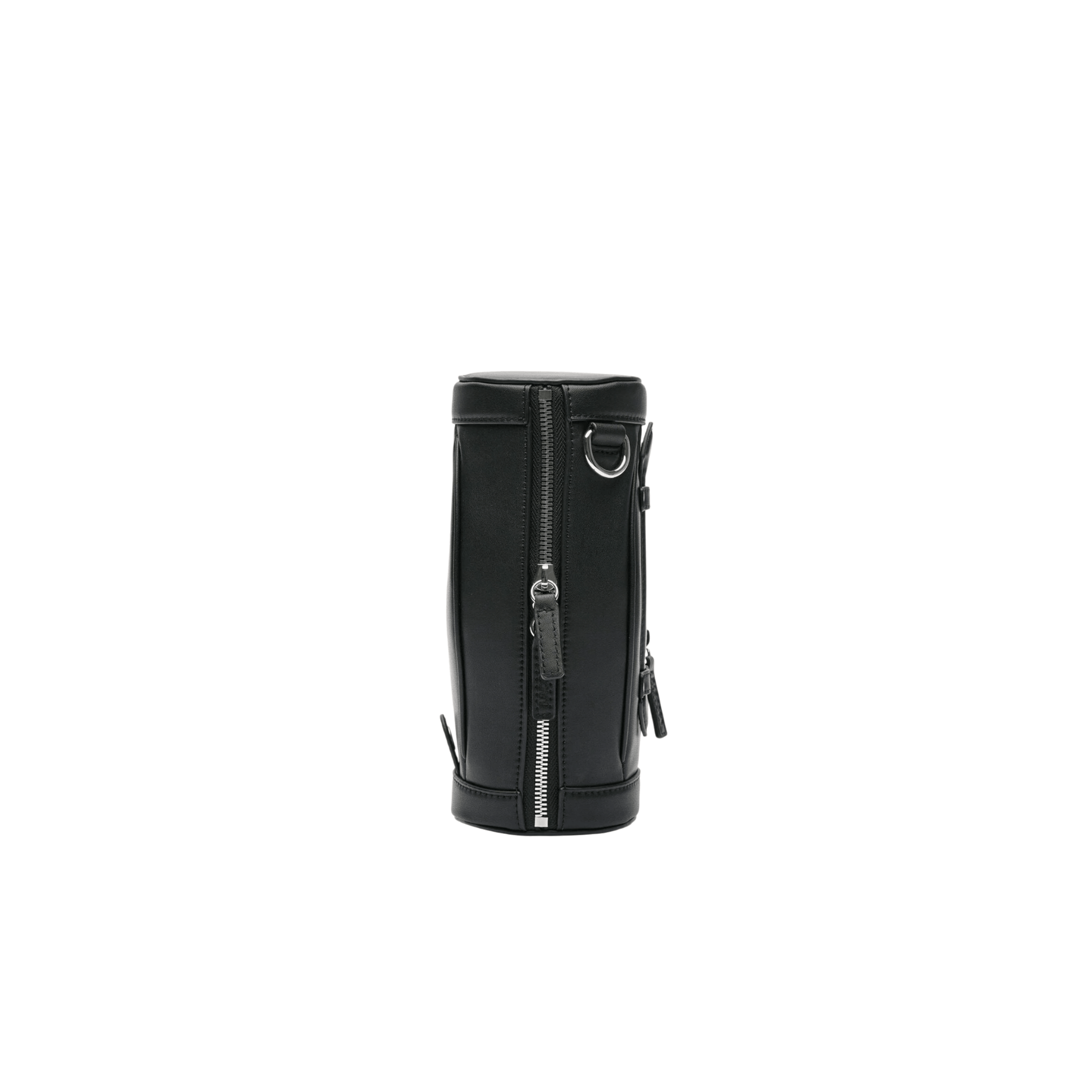 Vue latérale du sac Lacoste MELDANE noir avec fermeture zippée