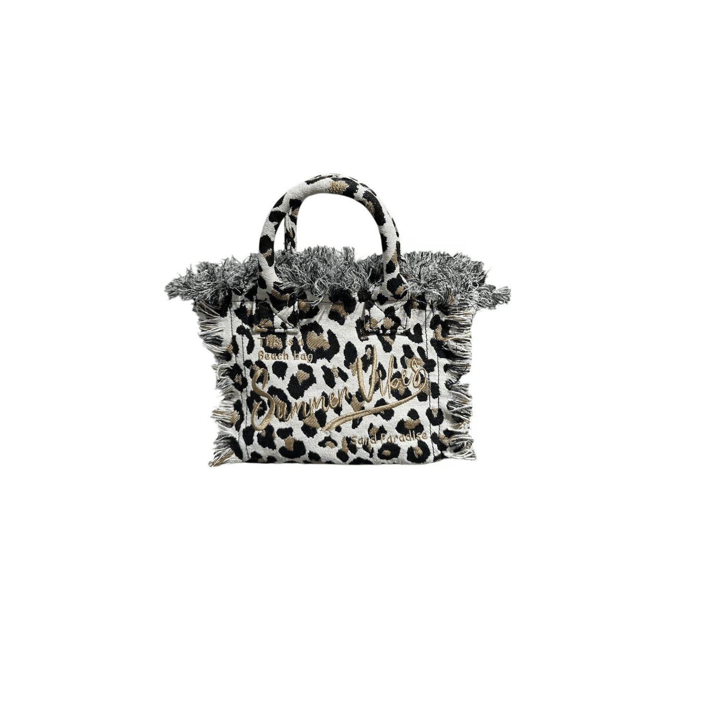 sac leopard femme toile franges
