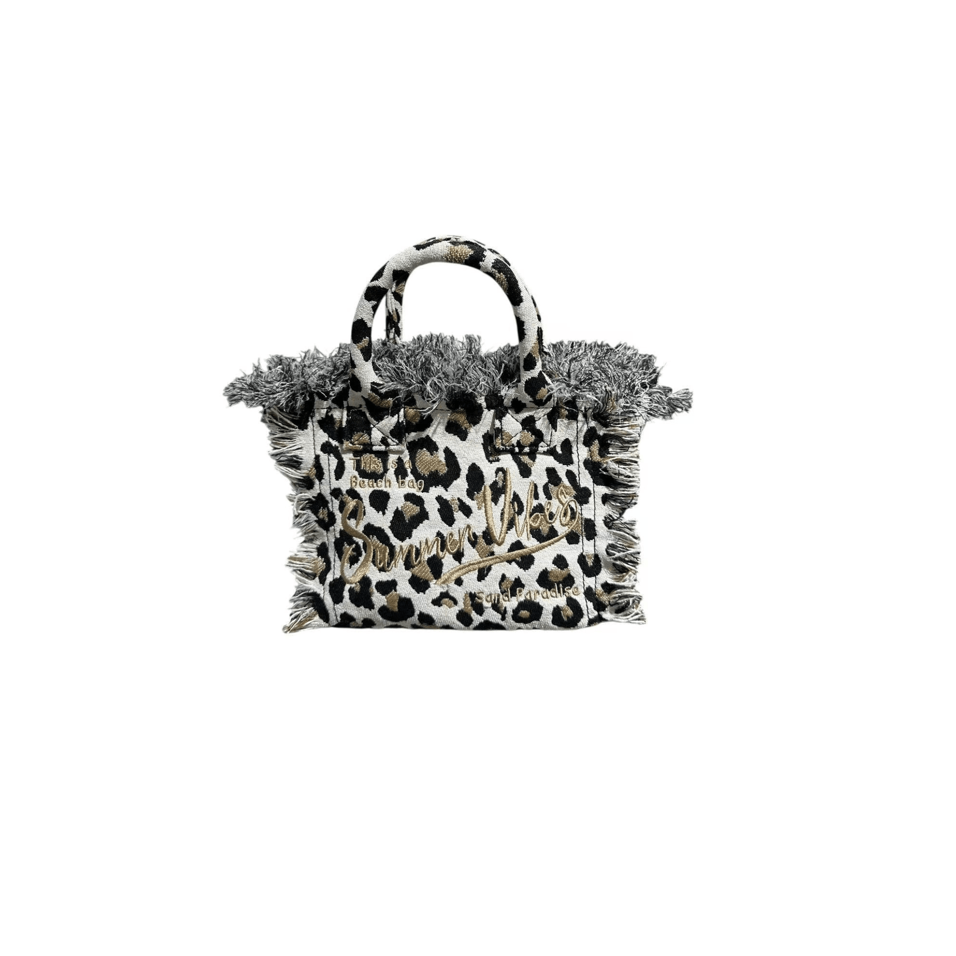 sac leopard femme toile franges
