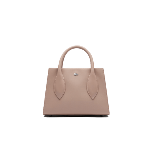 Sac à main Lacoste Daily City taupe vue de face avec logo crocodile
