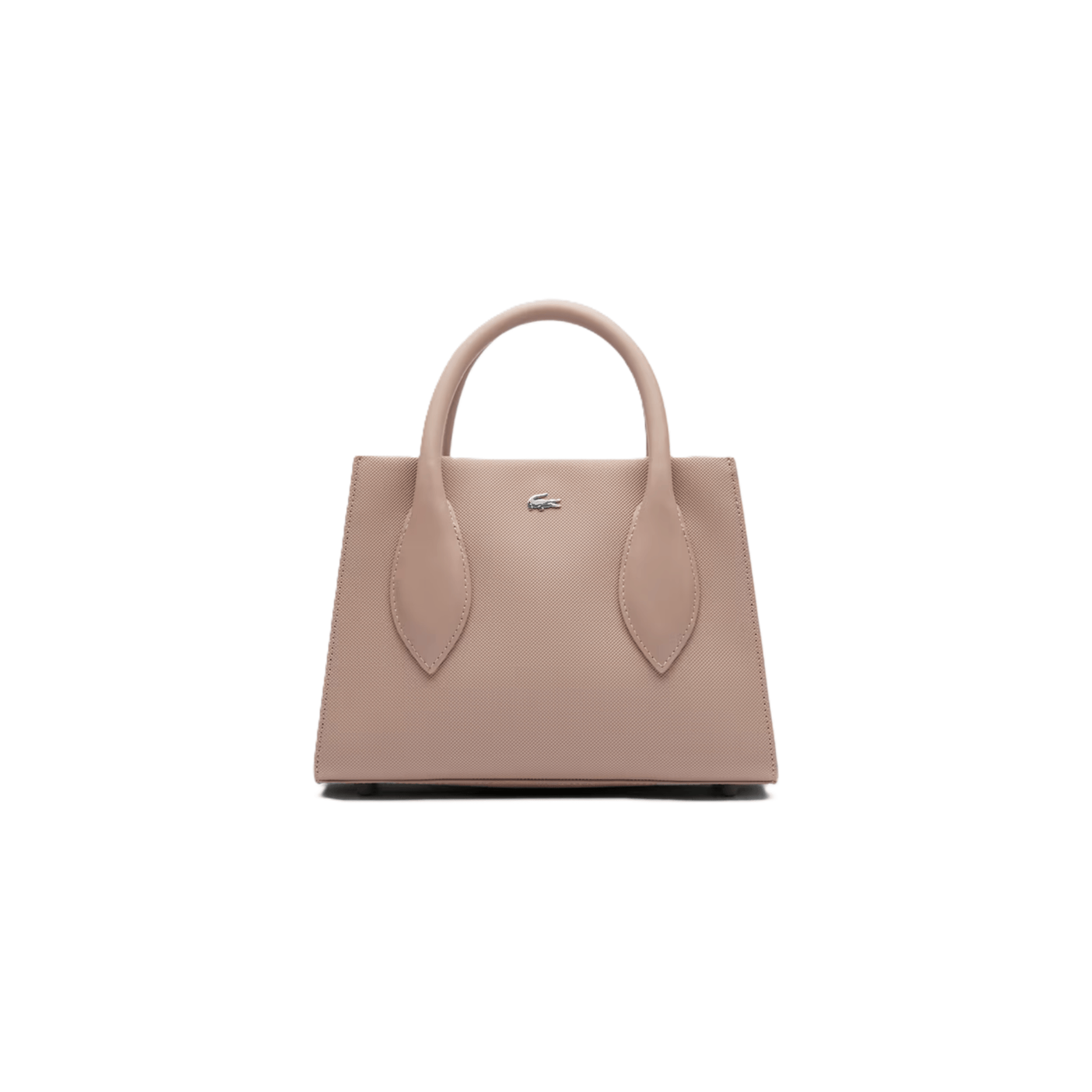 Sac à main Lacoste Daily City taupe vue de face avec logo crocodile