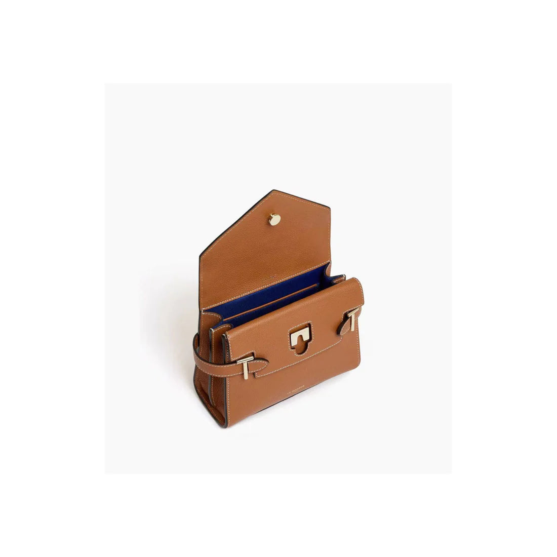 Petit sac à main Le Tanneur cuir grainé camel double rabat signature T