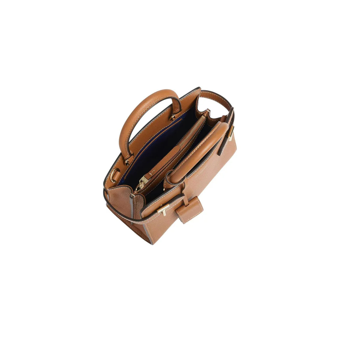 Sac à main Le Tanneur cuir grainé camel signature T bijouterie dorée