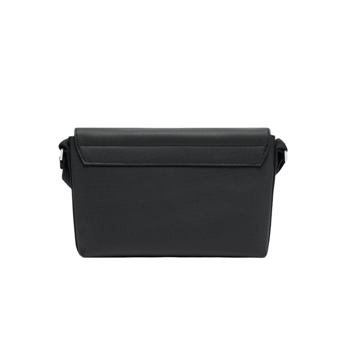 Vue arrière du sac Messenger homme Lacoste NH4645HC noir avec matière texturée et attaches de bandoulière