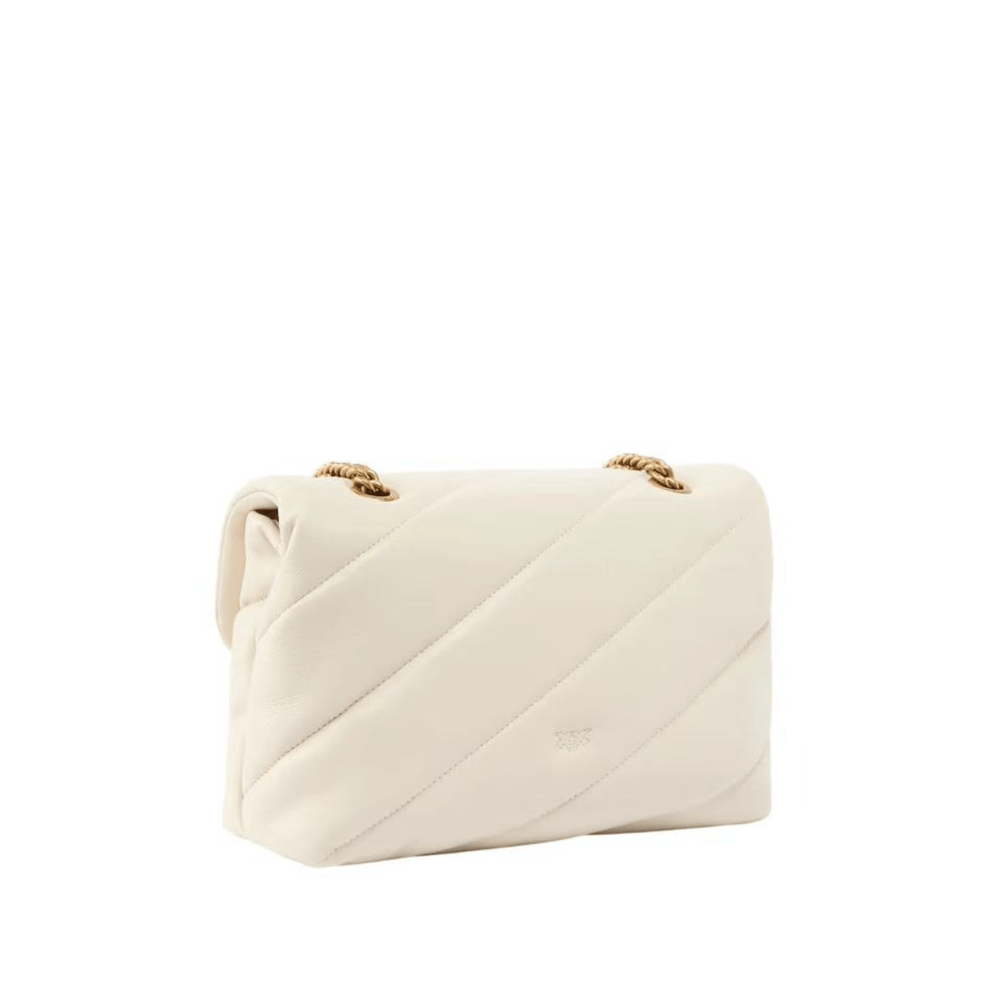 Sac bandoulière Pinko blanc matelassé avec fermoir Love Birds doré