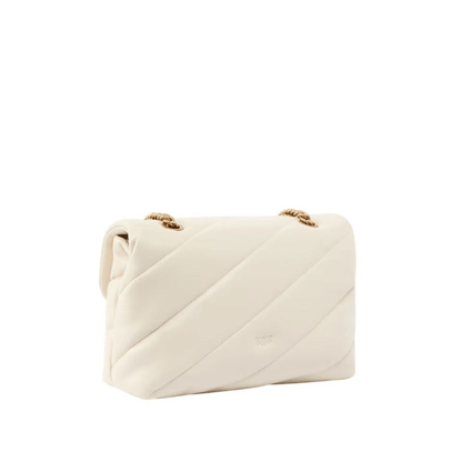 Sac bandoulière Pinko blanc matelassé avec fermoir Love Birds doré