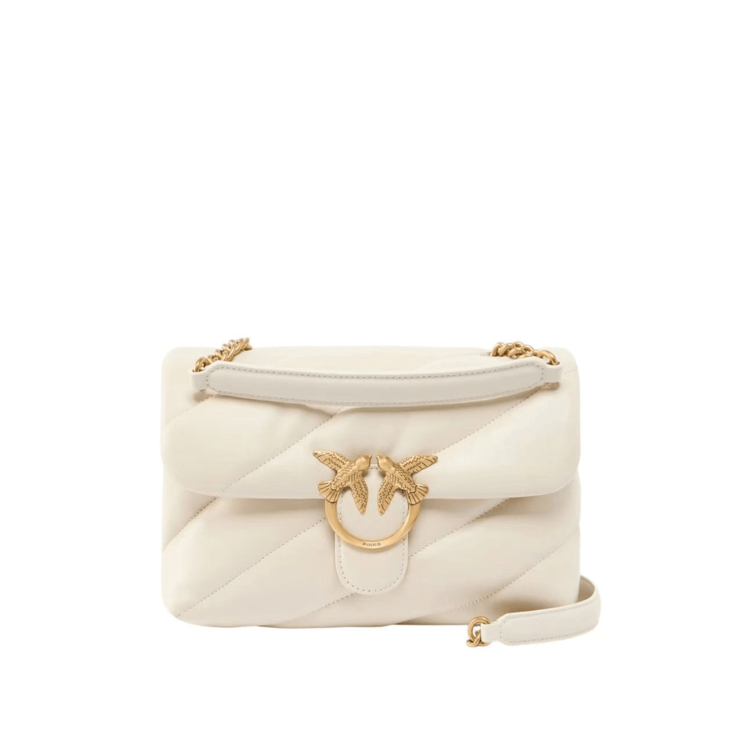 Sac Pinko Love Classic Puff CL blanc en cuir d’agneau vue face