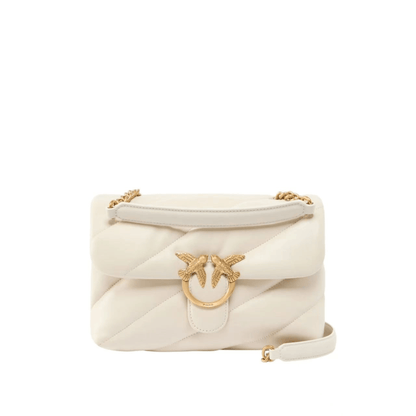 Sac Pinko Love Classic Puff CL blanc en cuir d’agneau vue face
