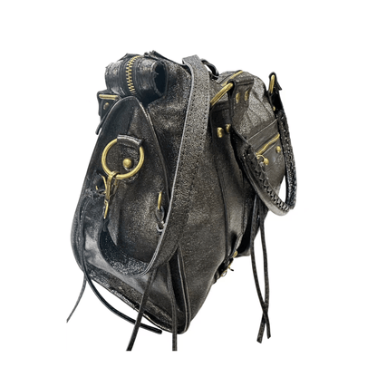 sac skyla cuir brillant italien noir vue profil
