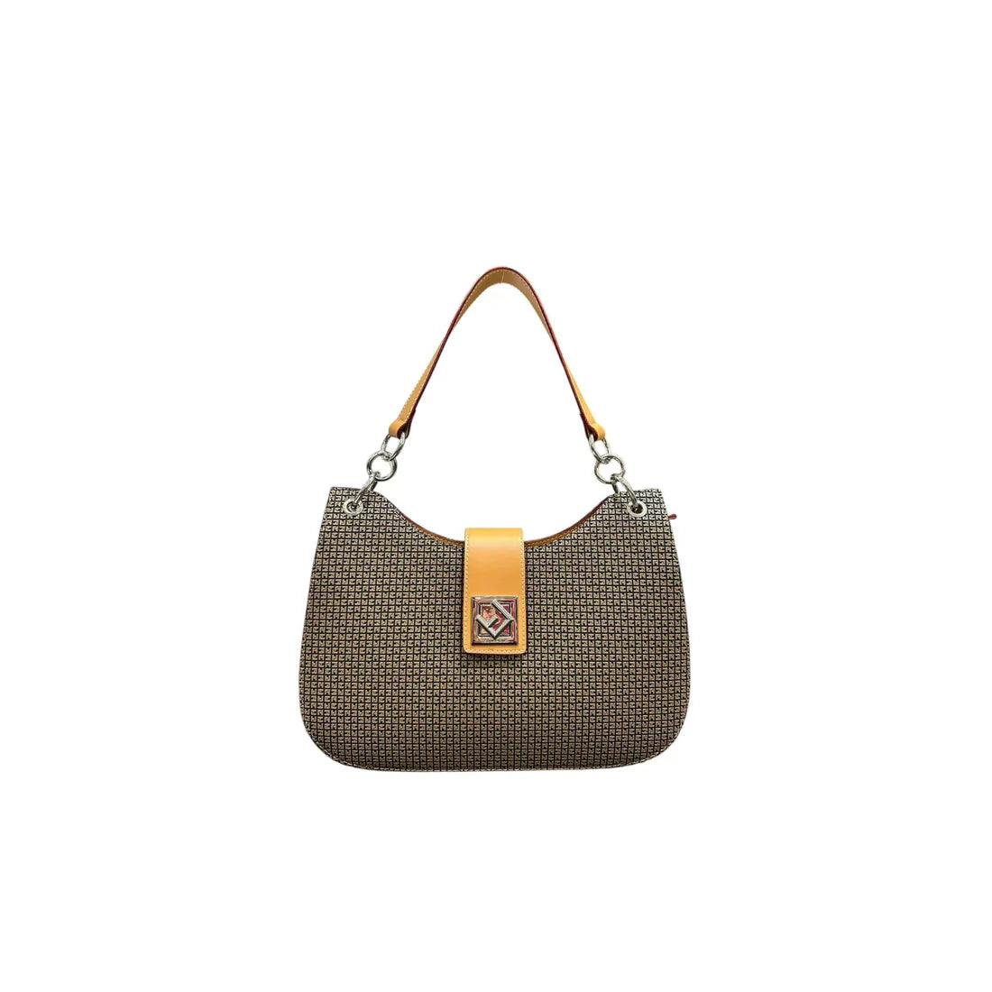 Sac à main femme Ted Lapidus Fidelio miel – Vinyle & cuir, motif graphique signature