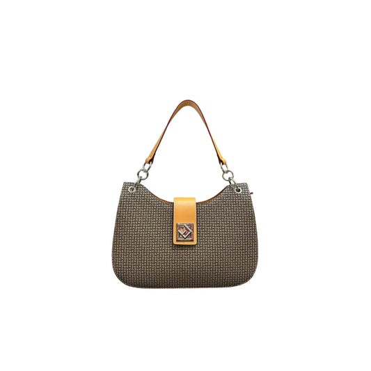 Sac à main femme Ted Lapidus Fidelio miel – Vinyle & cuir, motif graphique signature