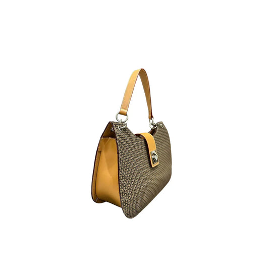 Sac à main femme Ted Lapidus Fidelio miel – Vinyle & cuir, motif graphique signature