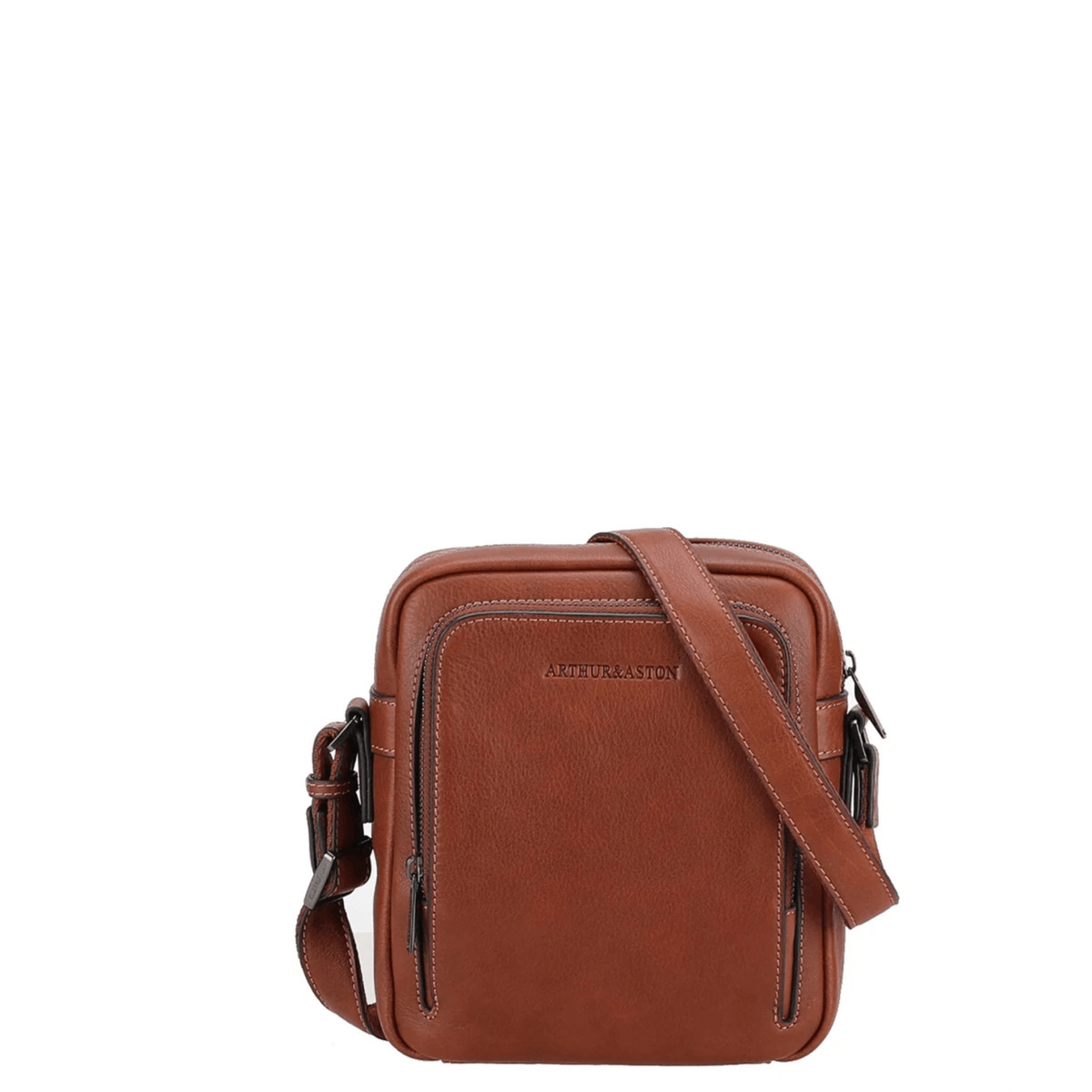Sac travers homme cuir cognac Nairo Arthur & Aston 2628-07 vue face
