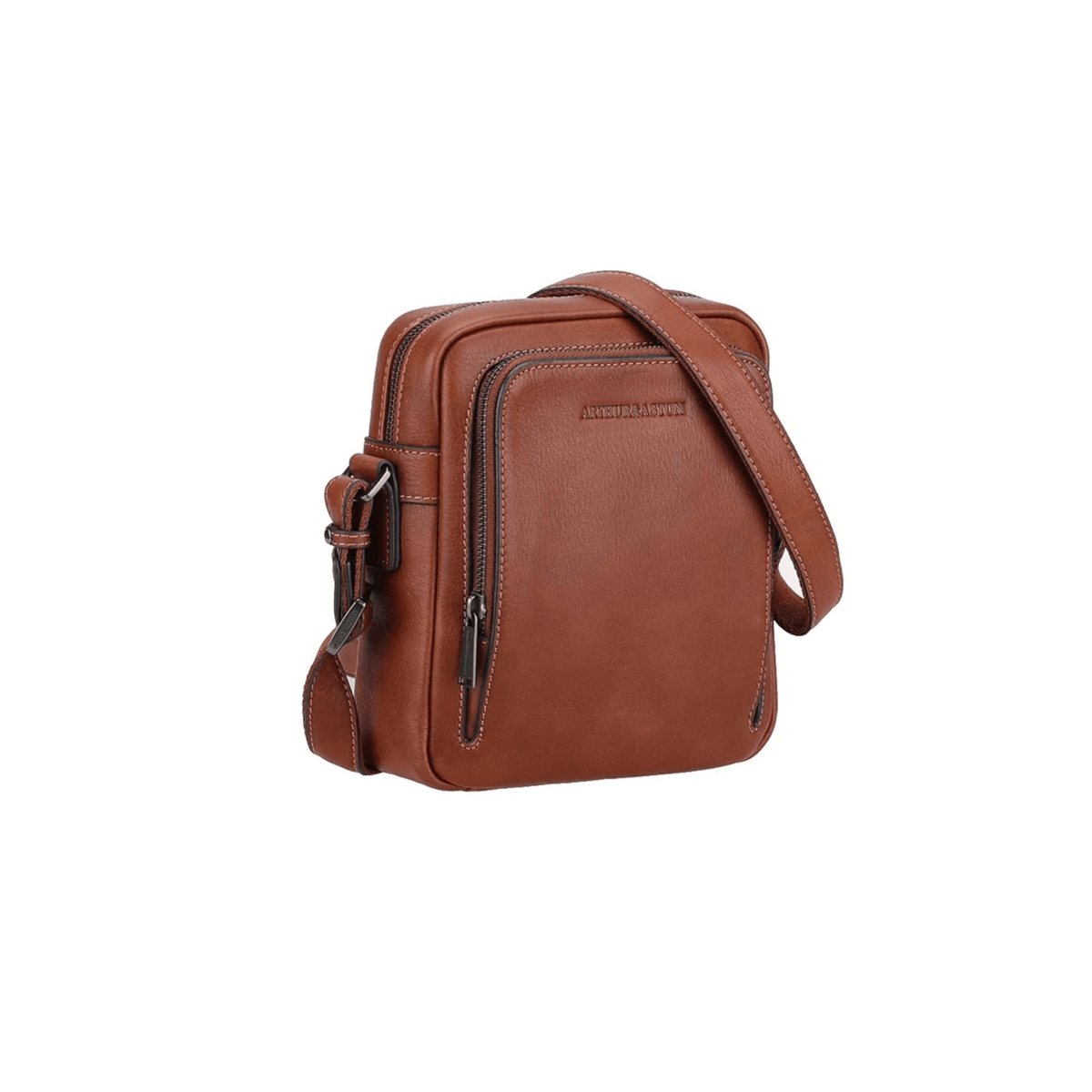 Sac bandoulière homme cuir cognac Nairo Arthur & Aston vue de profil
