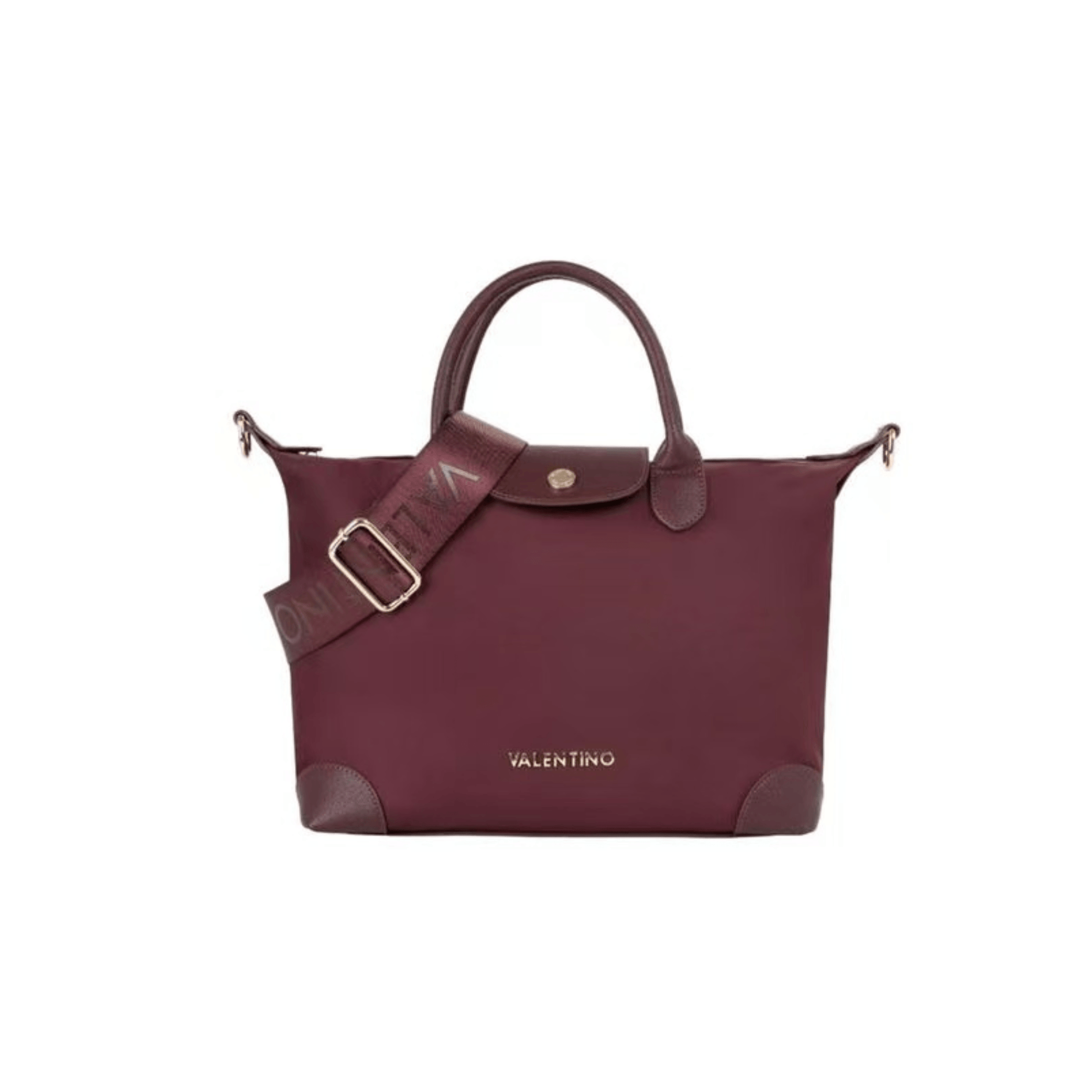 Détail bandoulière logo Valentino Bags sur sac prune femme