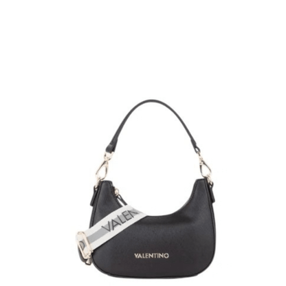 Sac Valentino ZERO RE noir avec bandoulière réglable en ruban bicolore et logo Valentino sur le devant