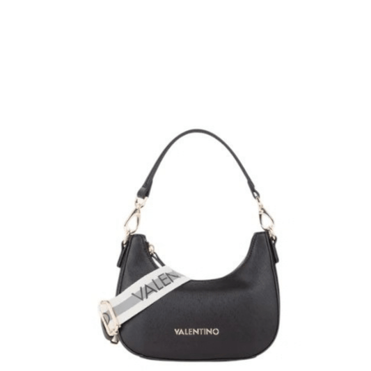 Sac Valentino ZERO RE noir avec bandoulière réglable en ruban bicolore et logo Valentino sur le devant