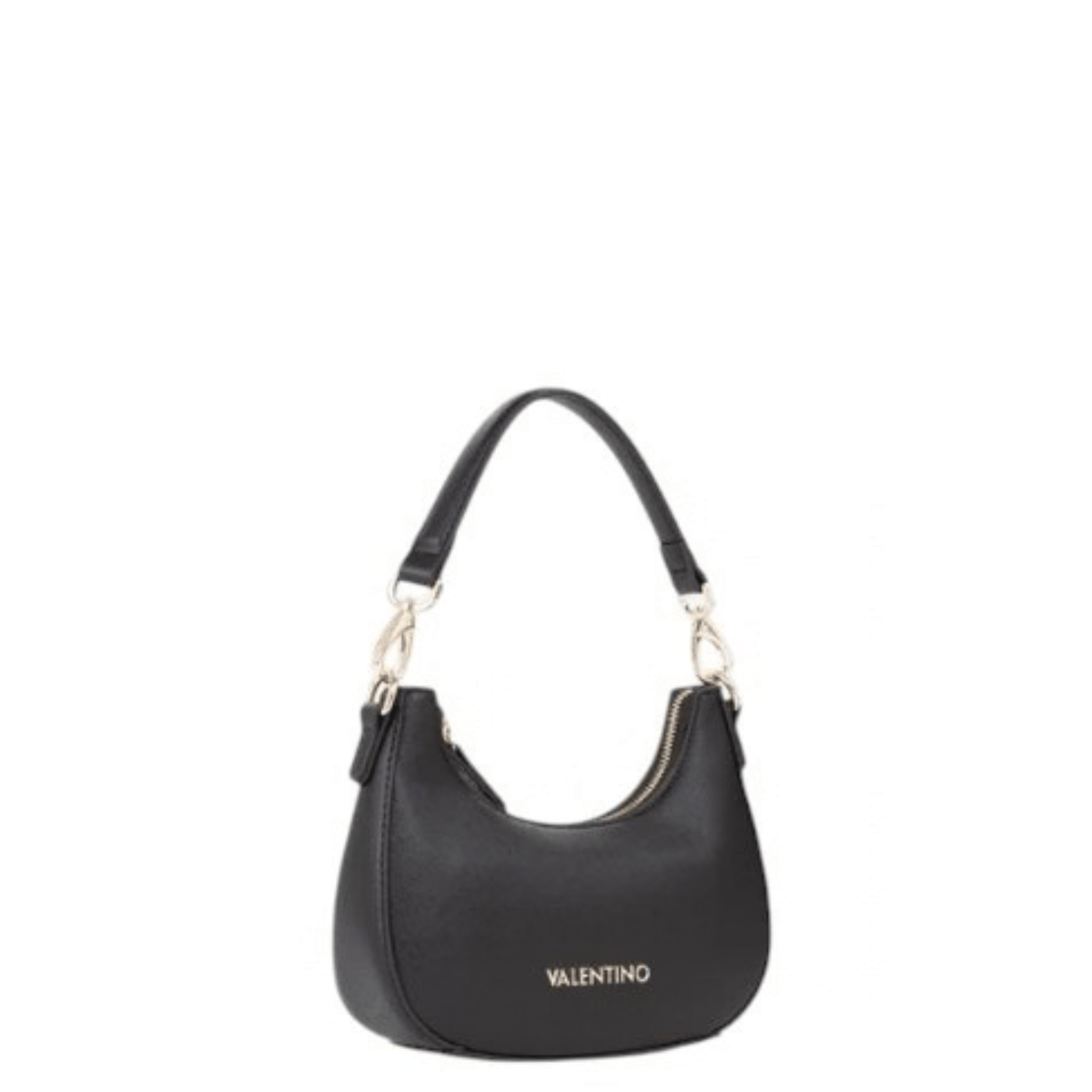 Sac à main Valentino ZERO RE noir VBS7B305 forme demi-lune avec anse courte et bandoulière réglable