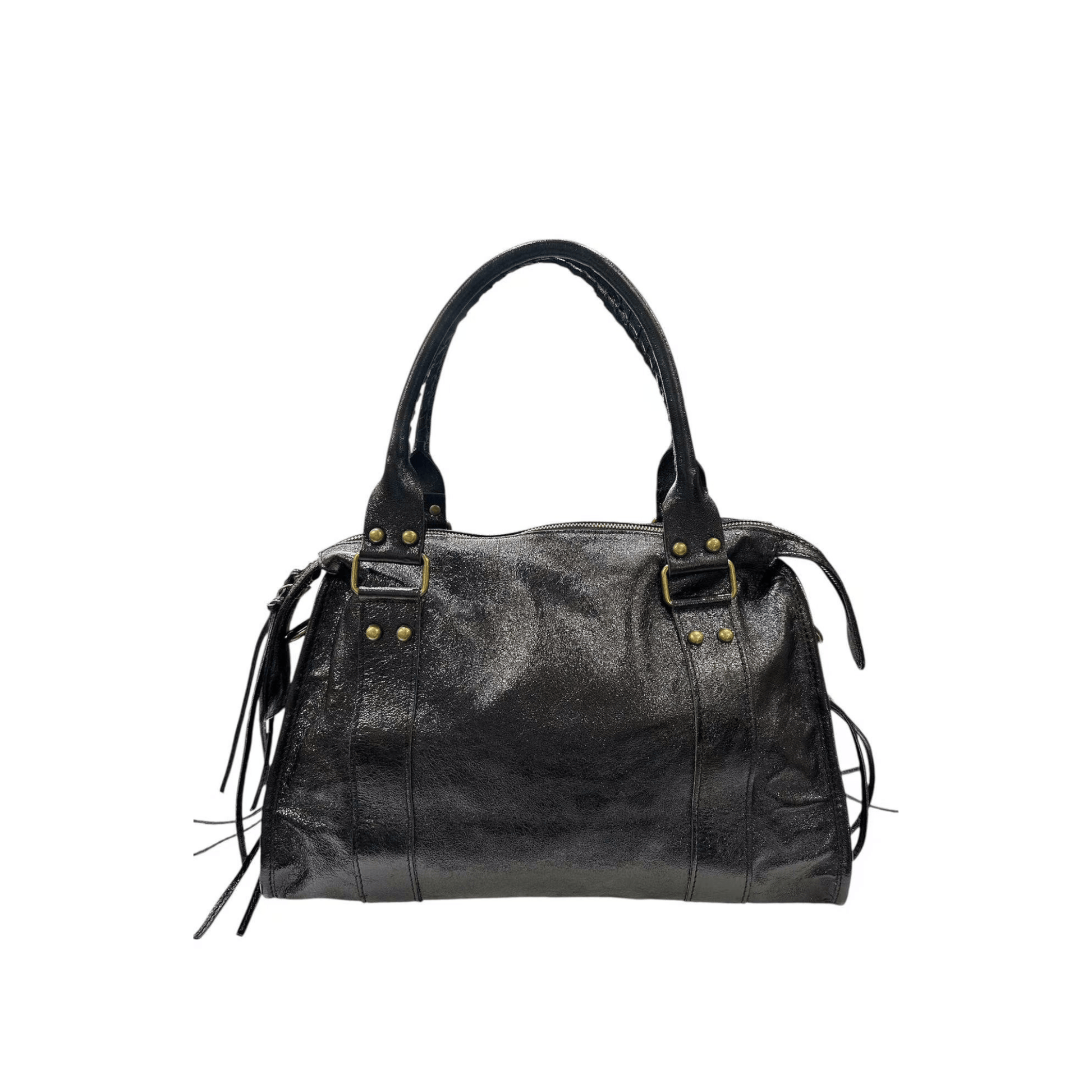 sac vintage chic femme cuir italien noir
