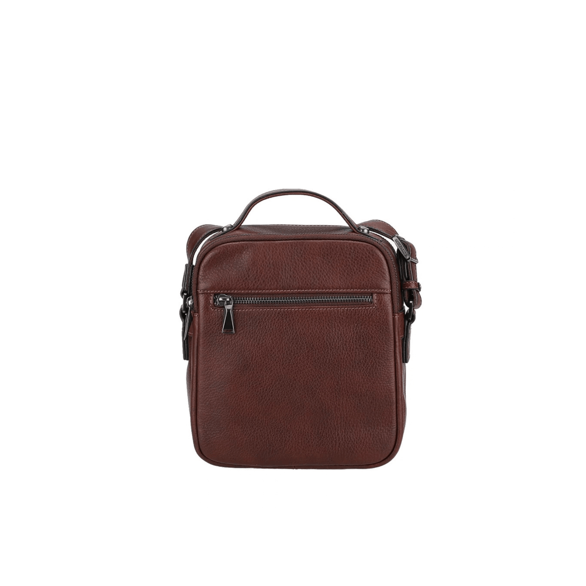 Sacoche homme Arthur & Aston Nairo châtaigne vue arrière avec poche zippée