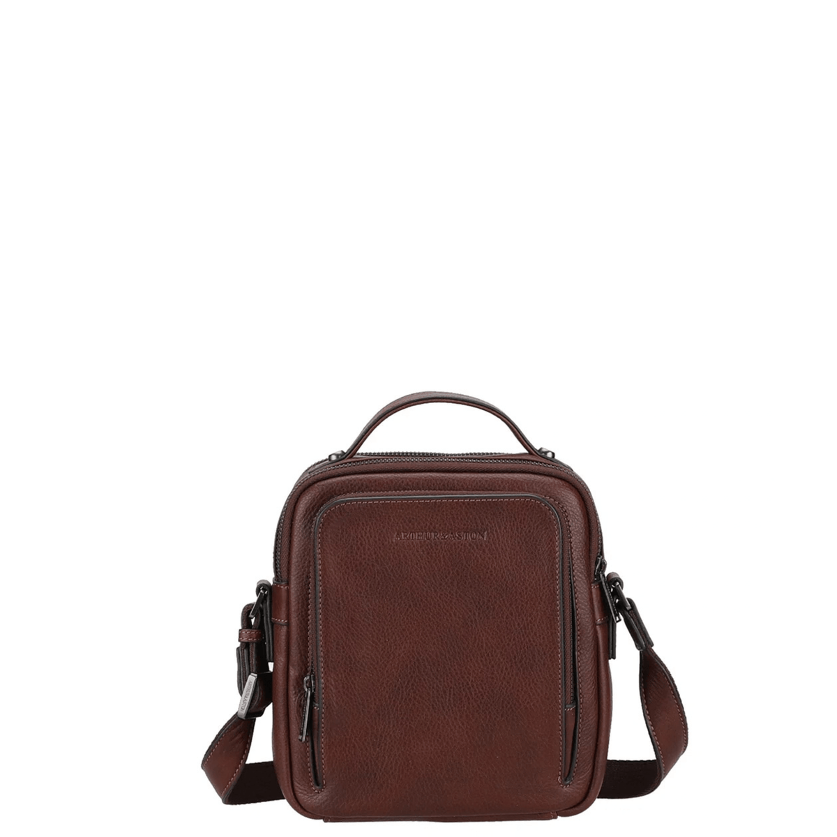 Sacoche homme cuir Arthur & Aston Nairo 2628-12 châtaigne vue de face
