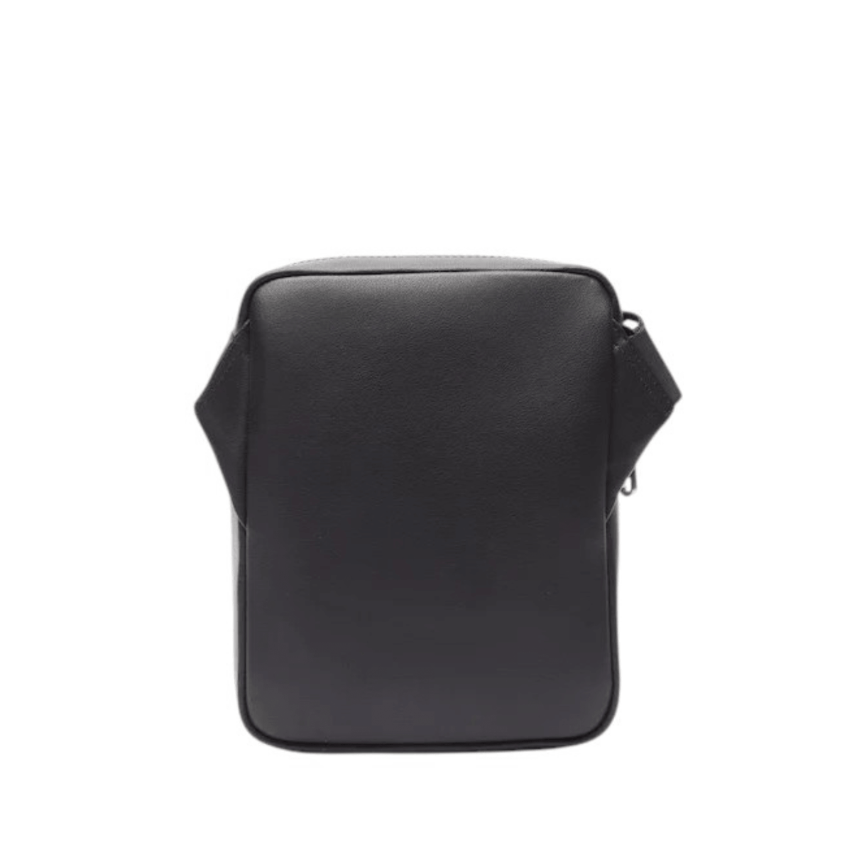 Vue arrière de la sacoche verticale Lacoste homme NH4017PN000 noire avec finition lisse et attaches de bandoulière