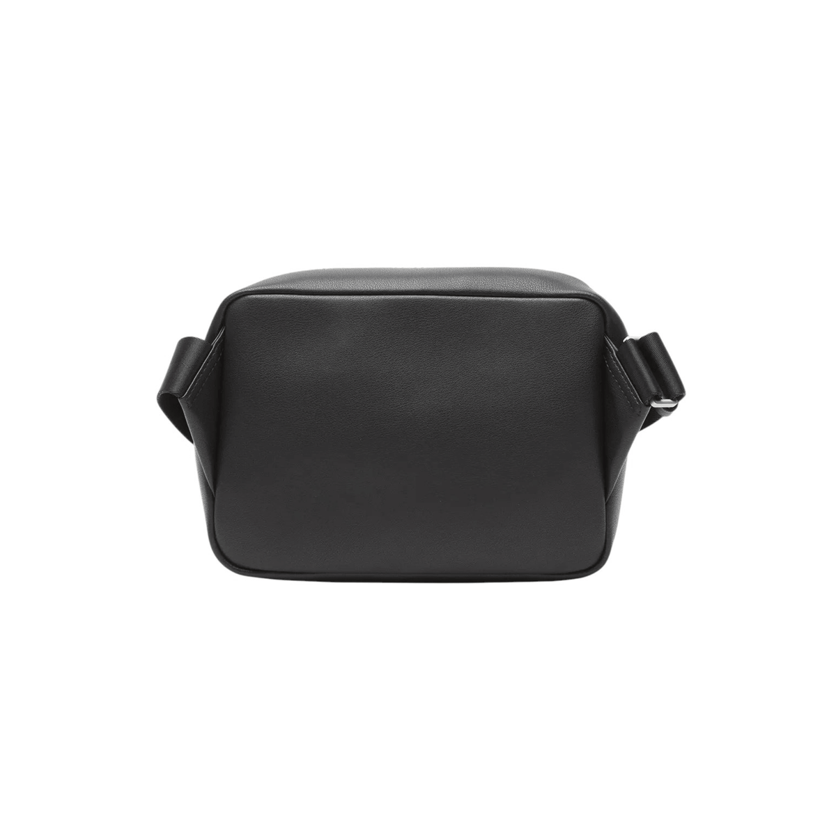 Vue arrière de la sacoche reporter homme Lacoste NH4018PN000 en cuir de vachette noir avec attaches latérales