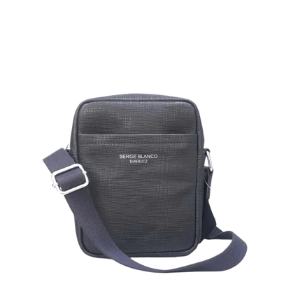 Sacoche homme SERGE BLANCO Biarritz BTZ13010 en cuir texturé Dark Navy, vue de face