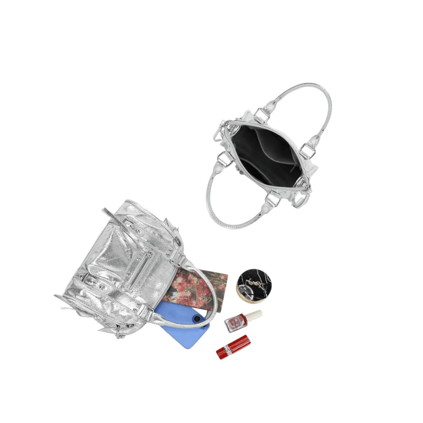 Intérieur du sac Skyla Gallantry argenté avec rangement pratique