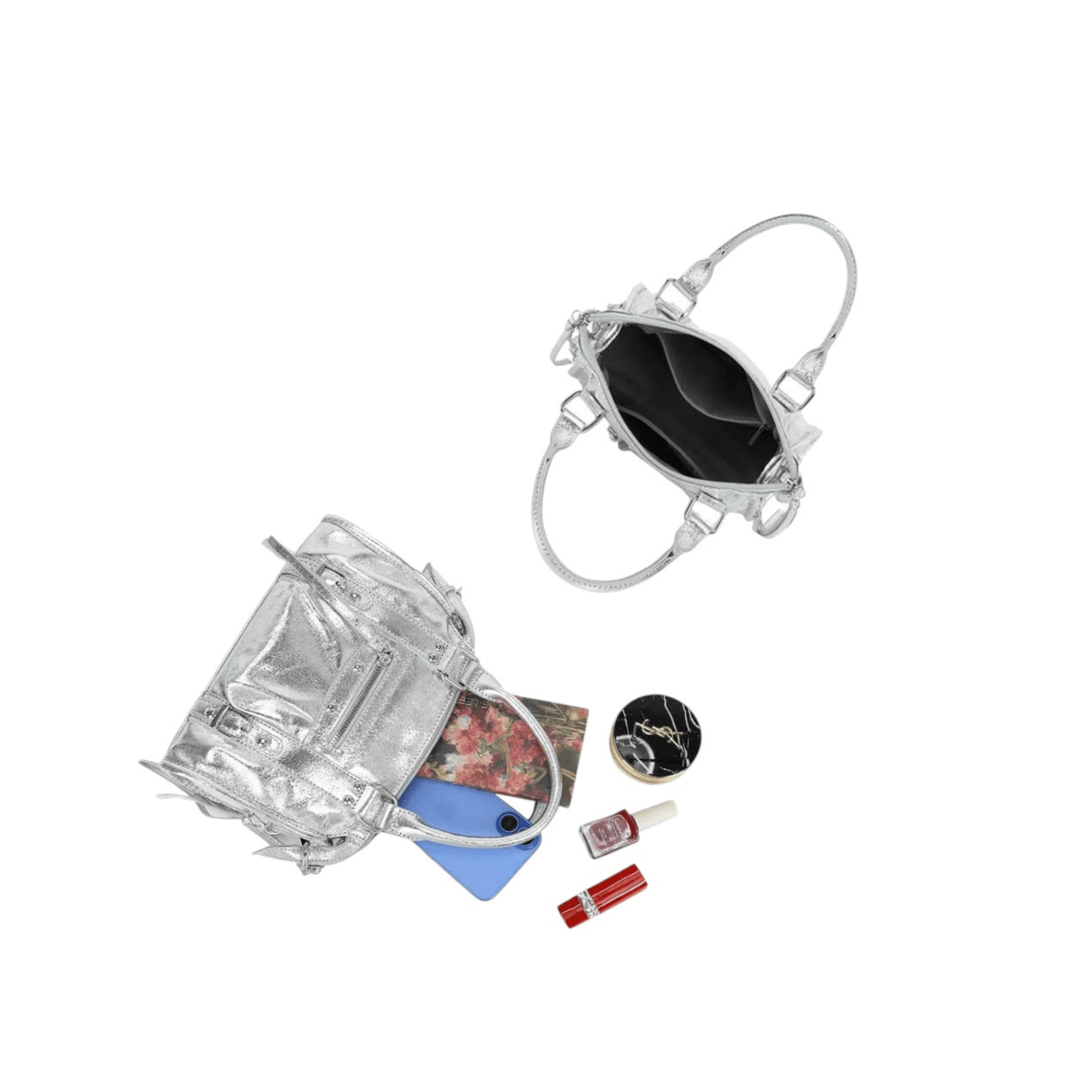 Intérieur du sac Skyla Gallantry argenté avec rangement pratique