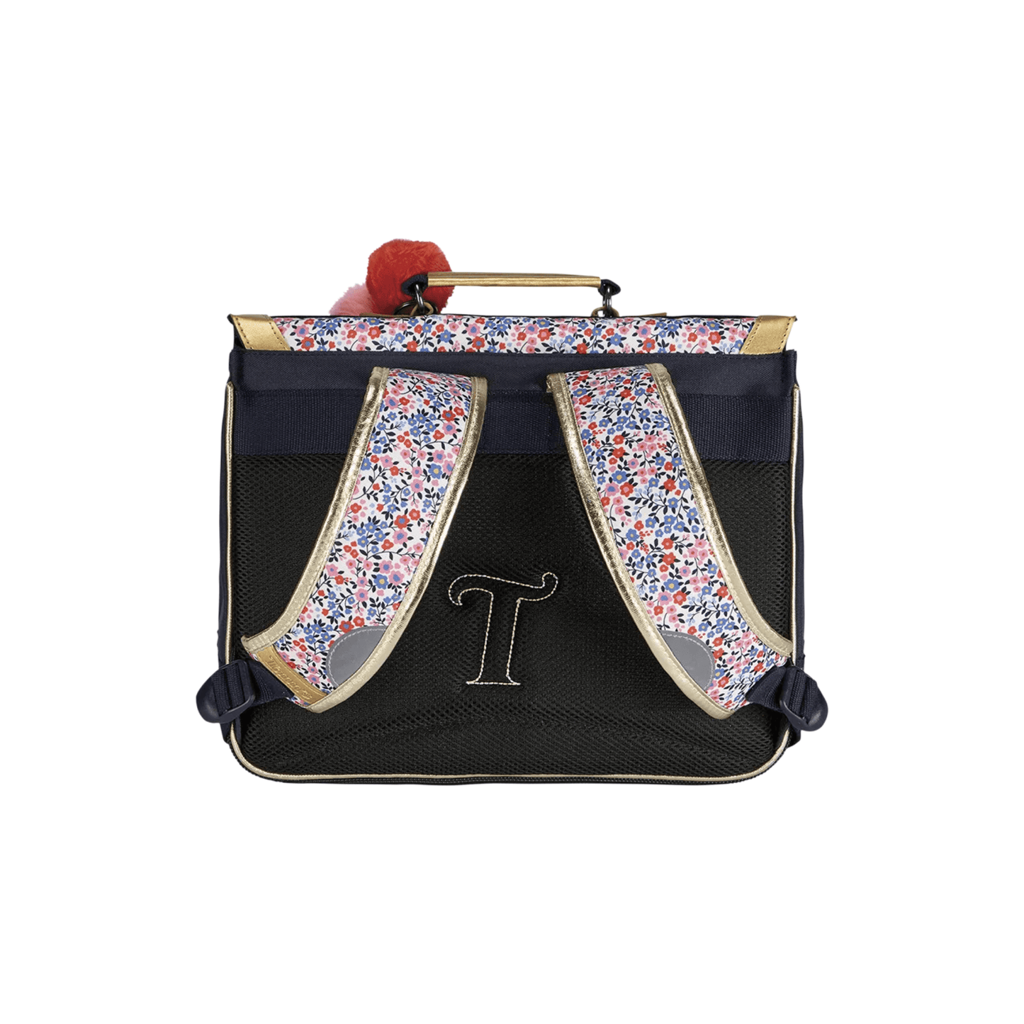 Vue arrière du cartable Tann's Antonia bleu avec dos ergonomique et bretelles rembourrées