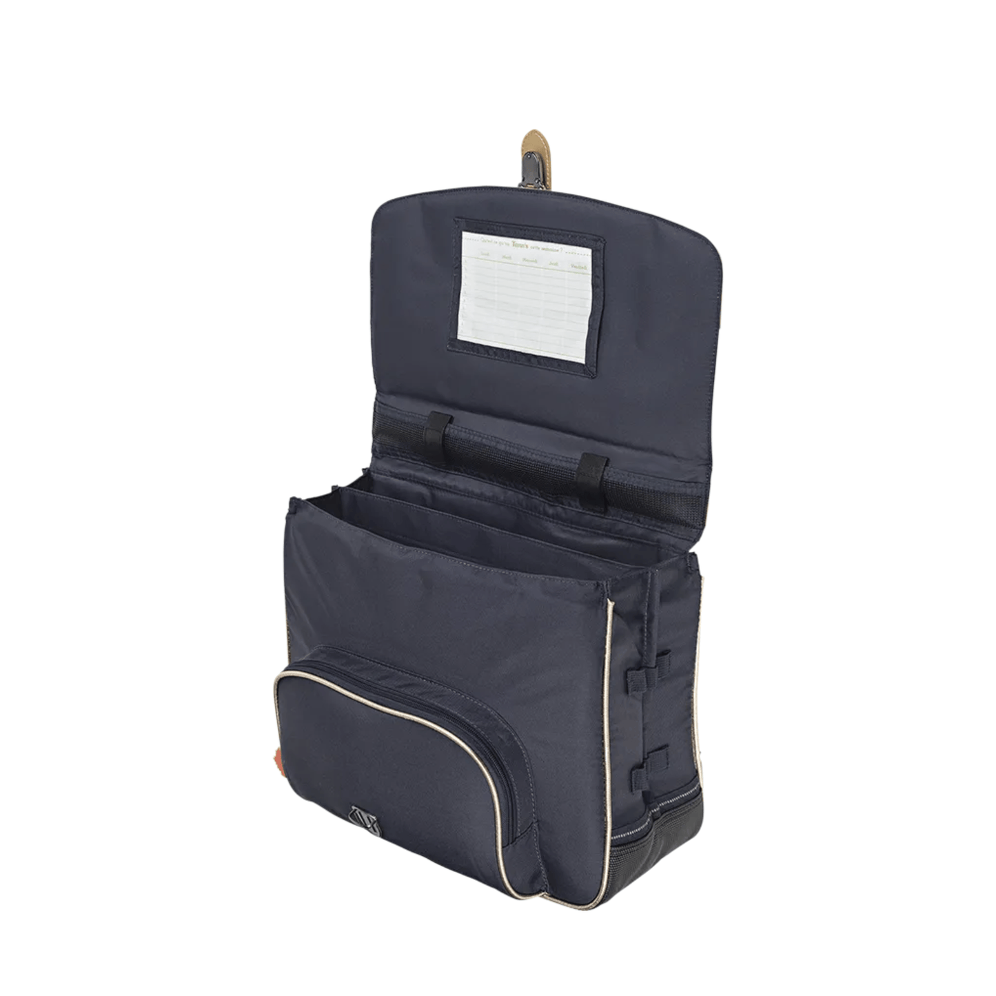 Intérieur du cartable Tann's Antonia bleu avec deux compartiments compatibles cahiers 24x32 cm