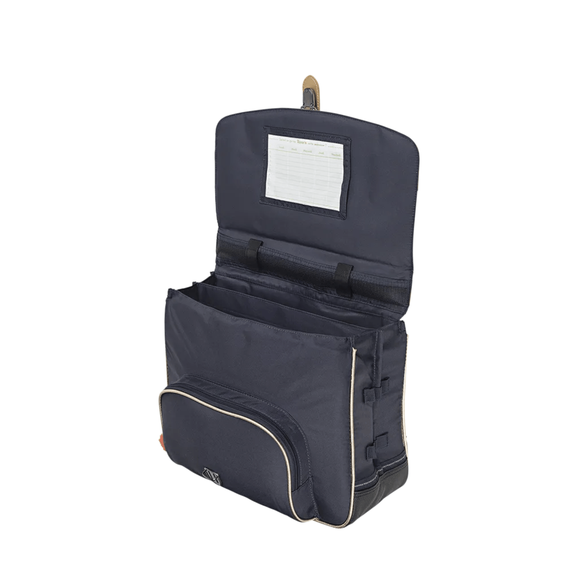 Intérieur du cartable Tann's Antonia bleu avec deux compartiments compatibles cahiers 24x32 cm