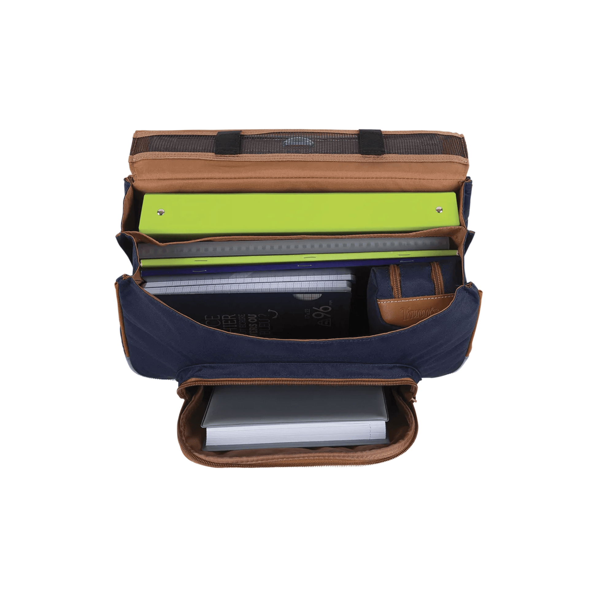 Grande capacité de rangement du cartable trolley Tann's Antonia bleu 38 cm adapté aux élèves du CP au CE2