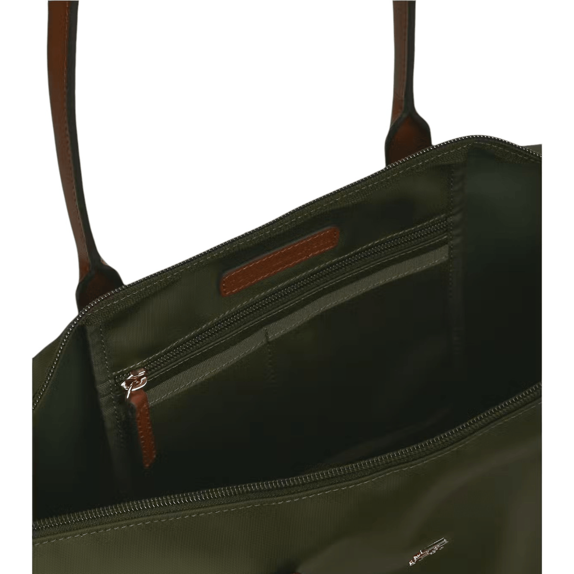 Intérieur du sac cabas Tommy Hilfiger Popette Dark Olive avec poche zippée
